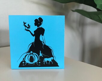 Cinderella Inspired Wooden Sign: Hand-Painted Tiered Tray Decor