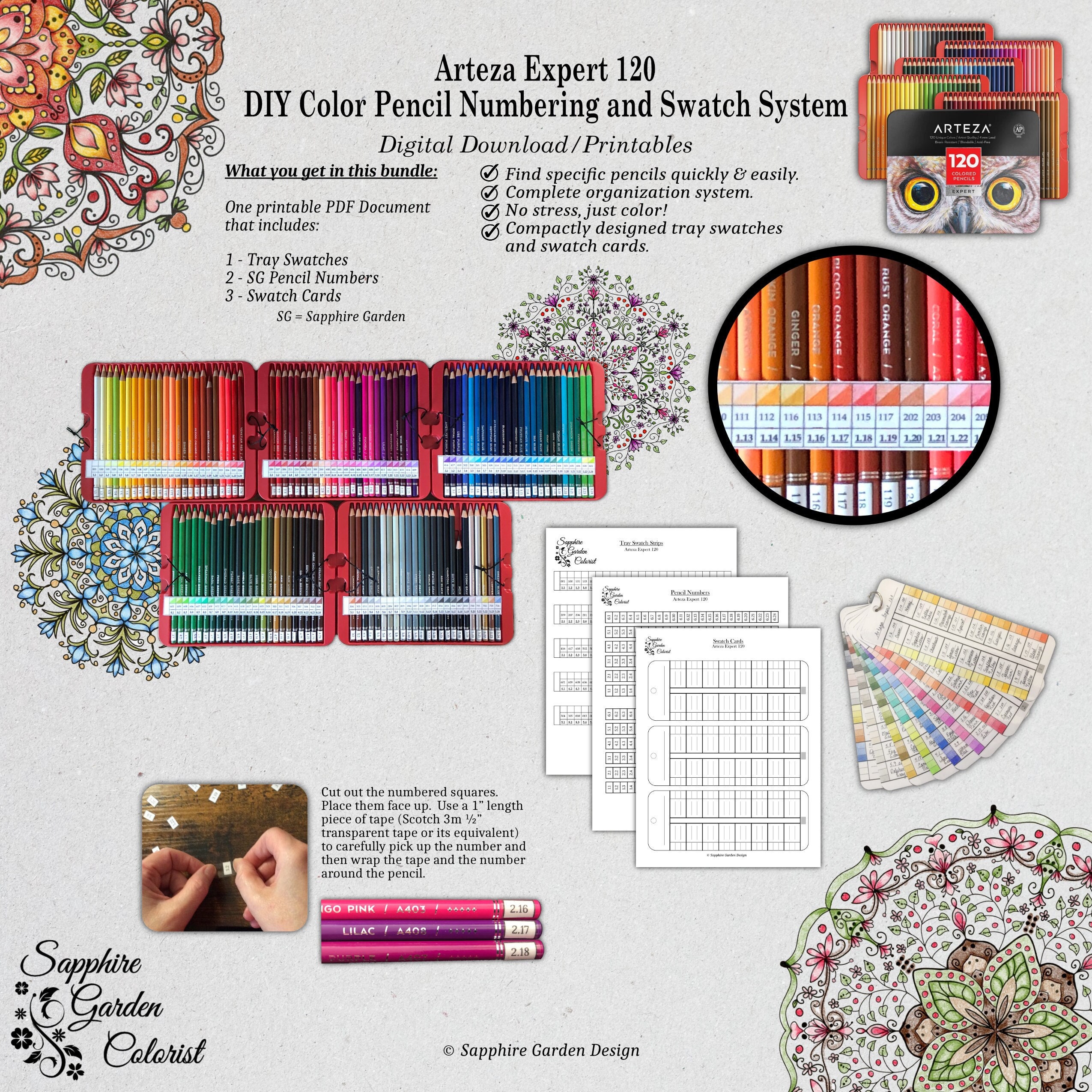 Arteza 120 Expert Colored Pencils Swatch Chart , Arteza Colored Pencils