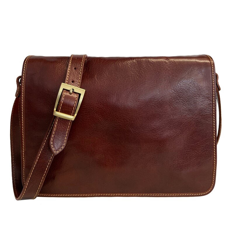 Handmade Italian Leather Vintage Messenger Briefcase Bag A4 Etsy