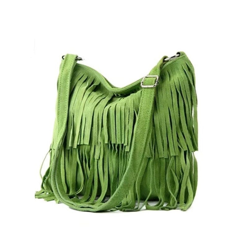 Borsa camoscio frange sale