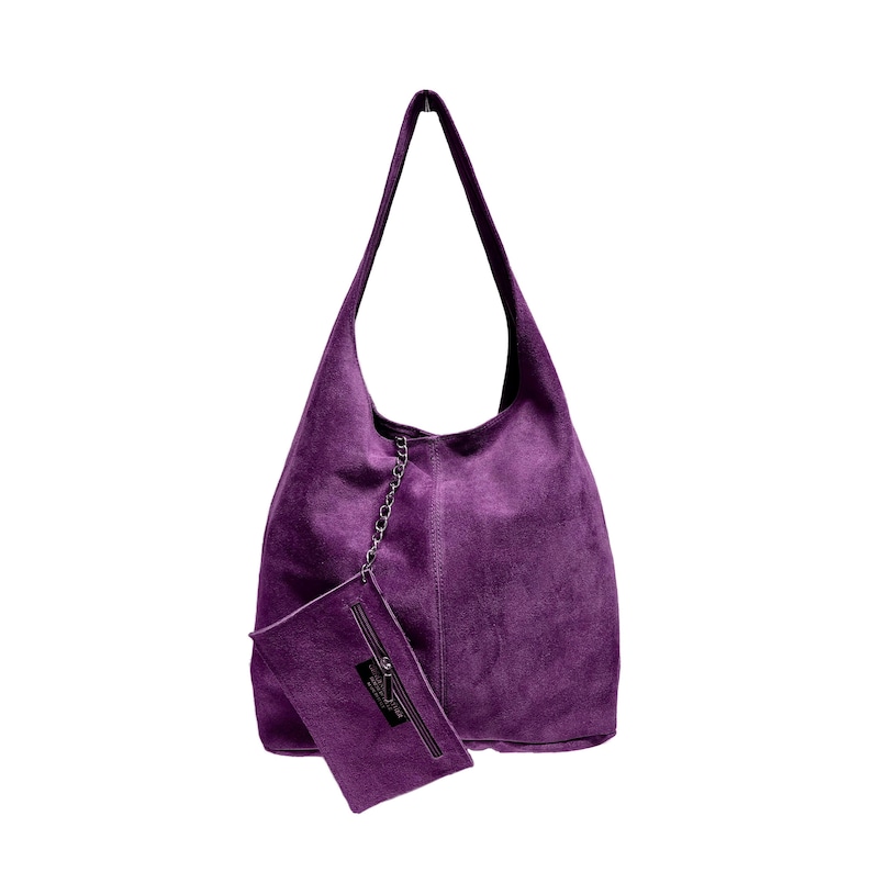 Sac à bandoulière Hobo pour femme en pochette en daim, sac Shopper en cuir suédé souple Viola