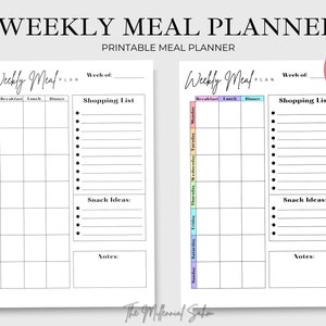 Meal Planner | Weekly Meal Planner |  Printable Menu Planner | Weekly Meal Plan | Meal Plan Template | Instant Download