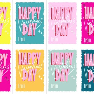 Happy Colors Valentine Cards, Printable Valentines, Teen or Big Kid Valentines