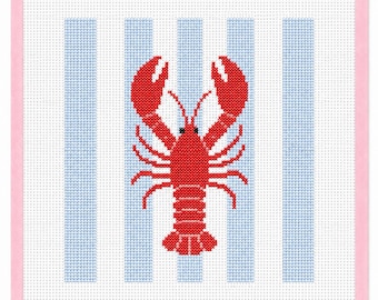 Coastal Lobster Needlepoint | Preppy Americana | Nantucket Style Decor | Beginner Needlepoint Kit