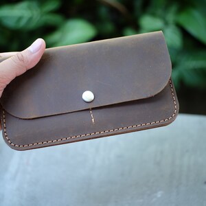 Handmade Long Leather Wallet Unisex, Long Wallet Gift For Mother, Father