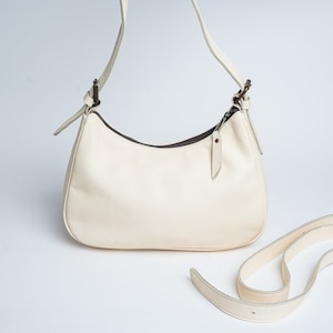Personalized Leather Crescent Bag Ladies/ White Croissant Bag For Prom, Weeding for Girls/ Christmas Gift/ Mother&#39;s Gift/ Girlfriend&#39;s Gift