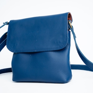 Blue leather purse| Elegant Top Grain Italian Leather Ladies purse bag| Leather Purse Black Handbag, blue leather shoulder bag