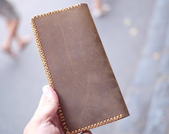Handcrafted Leather Long Bifold Wallet | Minimalist Card Holder