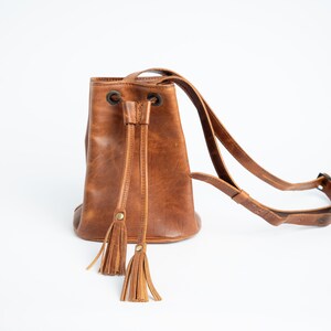Real Leather Custom's Bucket Tote Bag| Brown Leather Bucket Purse| Leather Pouch With Drawstring| Danae Bag| Mother's Day Gift