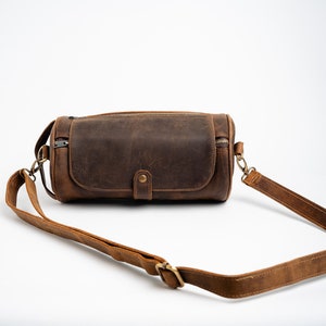Barrel cylinder bag| Da Bao Cylinder Purse| Brown Leather Barrel Bag| Small Cylinder Shoulder Bag| Barrel Model Leather Bag