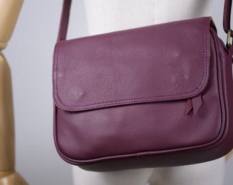 Personalized Leather Crossbody Bag For Women, Fashion Shoulder Bag, Burgundy Leather Purse Strap, Leather Gift Bag For Mother, Dating Bag