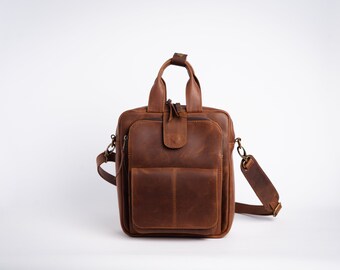 Leather iPad Handbag: Top Handle Tablet Crossbody Bag