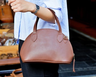 Bolsa de couro personalizada com alça superior, bolsa de couro bovino feita à mão
