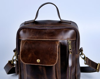 Bolsa transversal de couro para iPad, bolsa de ombro para tablet com alça.