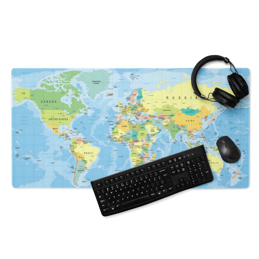 World Map Gaming Mouse Pad World Map Mouse Pad World Map Etsy