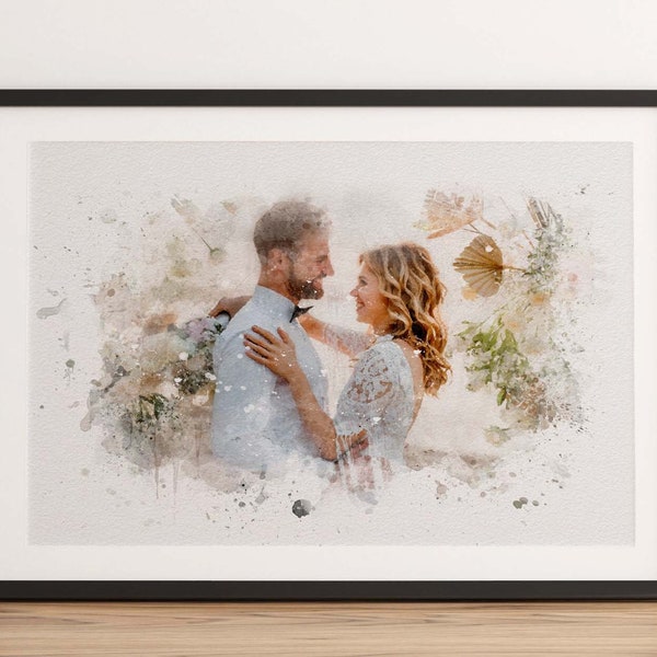 Affiche avec photo Aquarelle personnalisée - Format A4