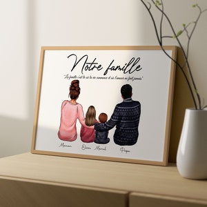 Affiche cadeau portrait de famille personnalisée avec personnages | Illustration famille