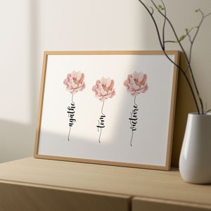 Poster for Mom with the children's first name and her rose - Mother's Day