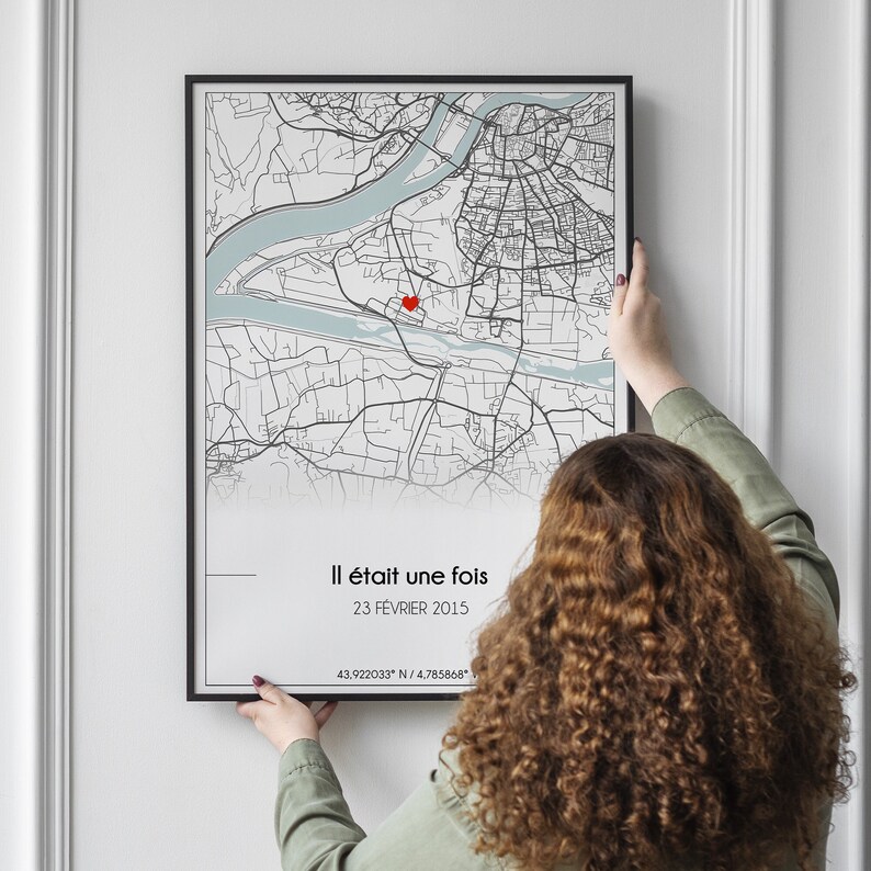 Poster date and meeting place & key moments with GPS coordinates (city) - A4 \/ 50 x 70cm