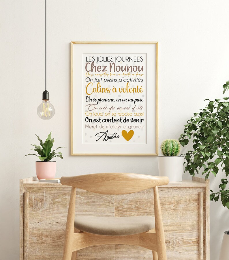 Affiche cadeau pour nounou / Tata - Créatrice ETSY : Creationsdagathe