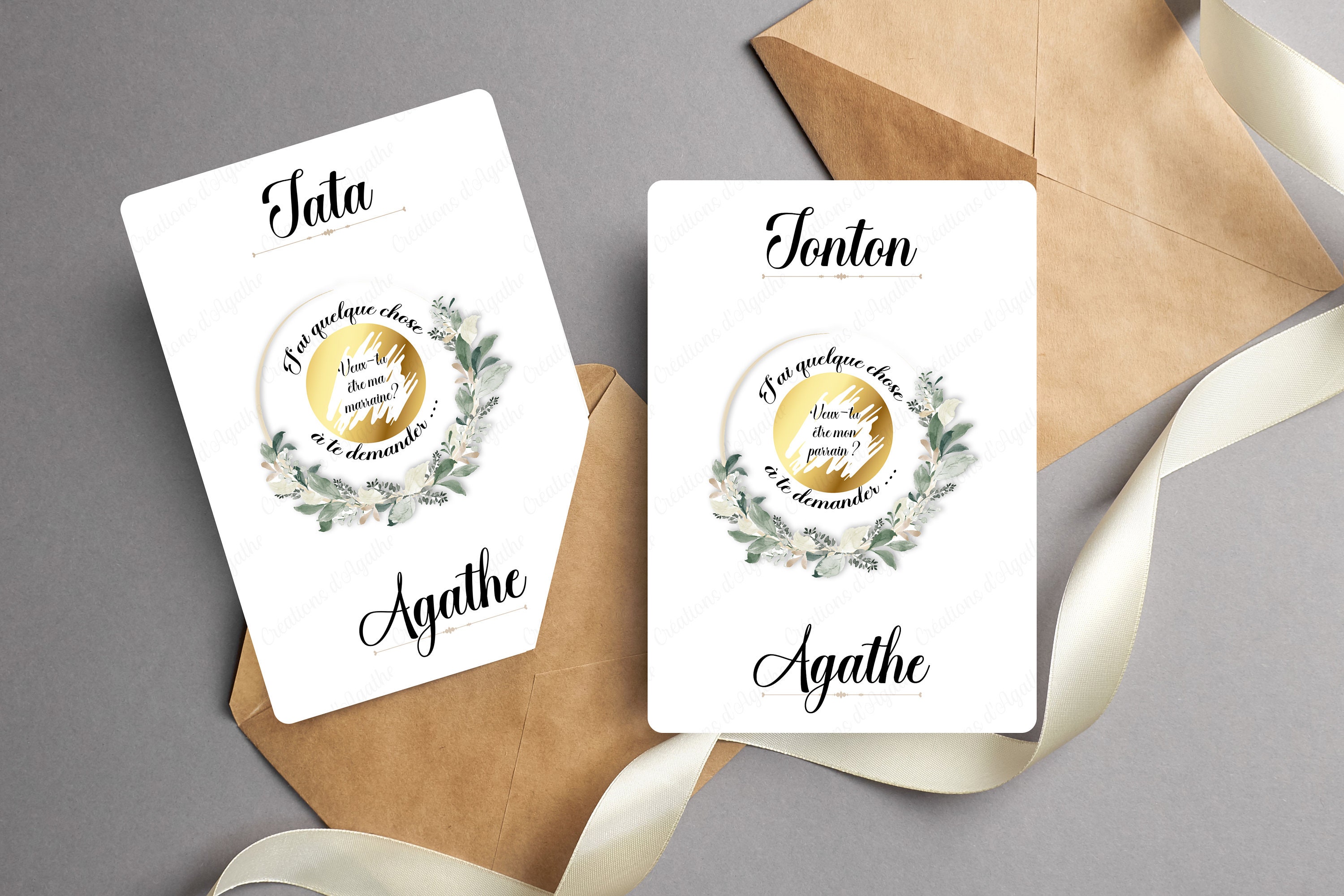 Cartes à Gratter Pour Une Demande de Parrain/Marraine Personnalisée Au Format A6