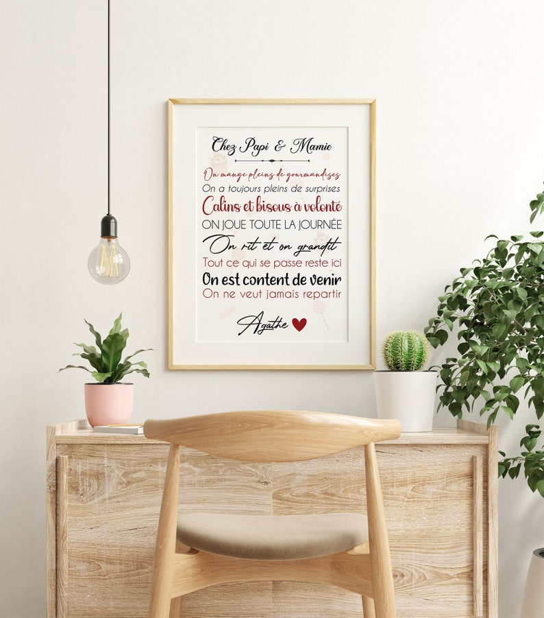 Affiche cadeau pour Papi et Mamie - Créatrice ETSY : Creationsdagathe