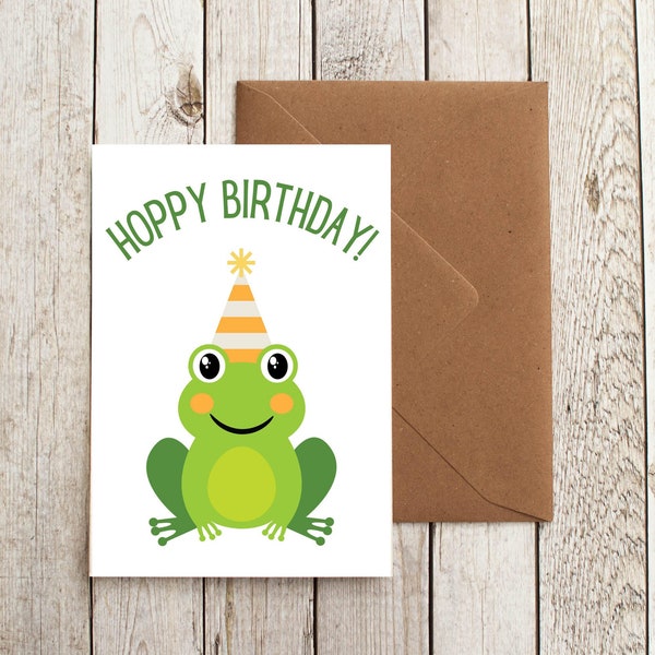 Funny birthday card / Hoppy Birthday / Frog Lover /  birthday for her / snarky birthday card / Instant Download Printable Card