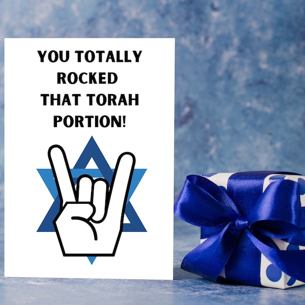 Bar Mitzvah Card Bat Mitzvah Card B'nai Mitzvah Card You Totally Rocked That Torah Portion Jewish Birthday Instant Download Printable Card