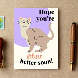 Carta del gatto Guarisci presto, Spero che tu sia felino Meglio presto, Carta della guarigione, Carta della guarigione presto Carta sanitaria Carta di incoraggiamento Download immediato