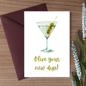 Inwijdingsfeestkaart - Olijf uw nieuwe huis | Gefeliciteerd kaart, makelaar kaart, nieuwe huis kaart, grappige nieuwe huis kaart, Instant Download