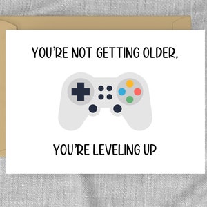 Você não está envelhecendo. Você está subindo de nível. Cartão de aniversário engraçado para jogadores Nintendo Card Twitch Card Download instantâneo Cartão para impressão