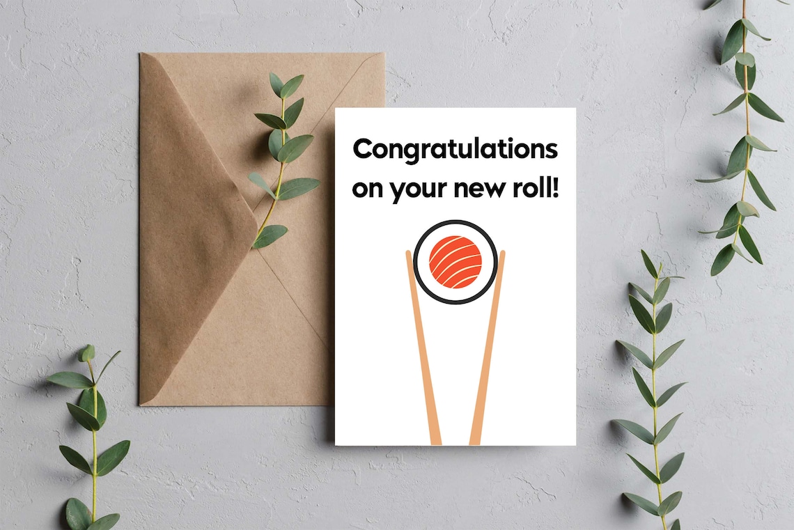 New Job Card Congratulations Card Congrats on Your New Roll Sushi Pun ...