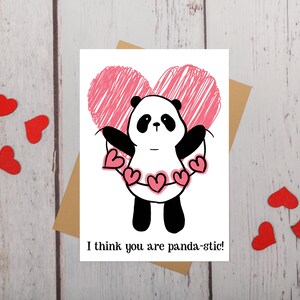 Afdrukbare romantische Panda-kaart | Ik denk dat je Panda-achtig bent! | Leuke romantische kaart | Voor echtgenoot | Voor vrouw | Wenskaart direct downloaden