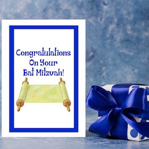 Congratulations on your Bat Mitzvah Printable Greeting Card