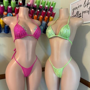 BodyShock Bikini– High-Cut Exotic Bikini Set for Dancers, Shoots & Stagewear Exotic Dancewear Swimwear Summer Bathing Suits Glitter