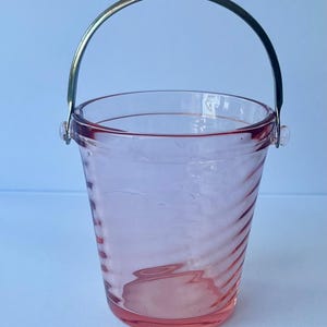 Fostoria Pink Optic Swirl Sugar Bucket