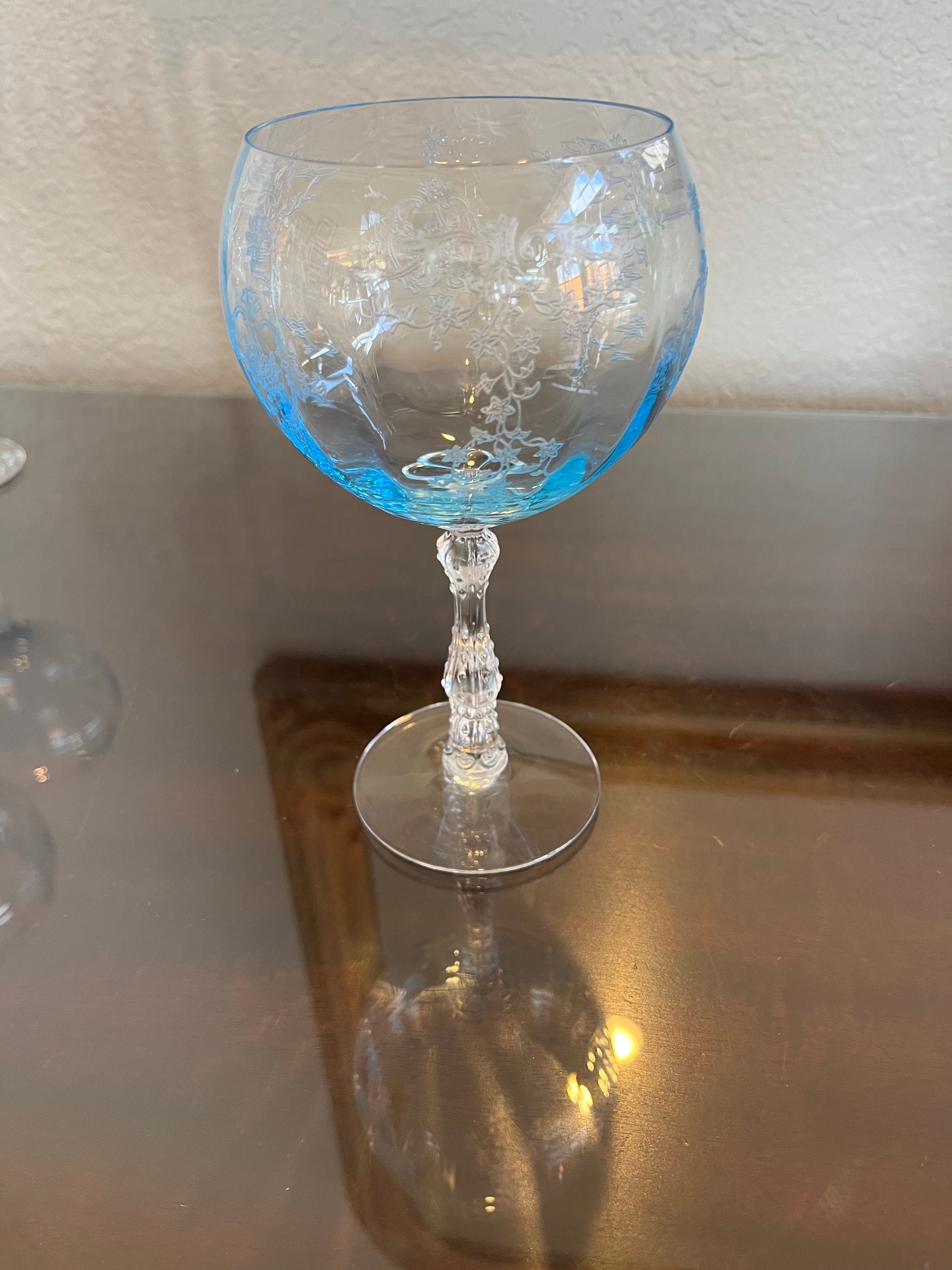 Rare Set of 4 Fostoria Navarre Blue Magnum Wine Glass Stem Etsy