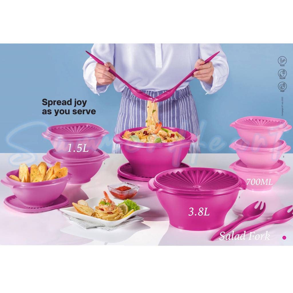 SALE Tupperware Salad On the Go Set 6 ⅓-cup/1.5 L bowl with seal, 2-oz./60  mL