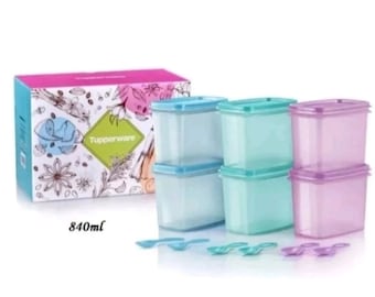 Tupperware shelf savers with spoon 1 set 6 pieces 840ml