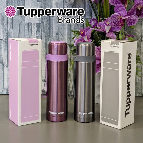 Tupperware Duo Tup Thermal Flask Hot or Cold Drink Container Leak Proof  Double Wall Easy Pour 