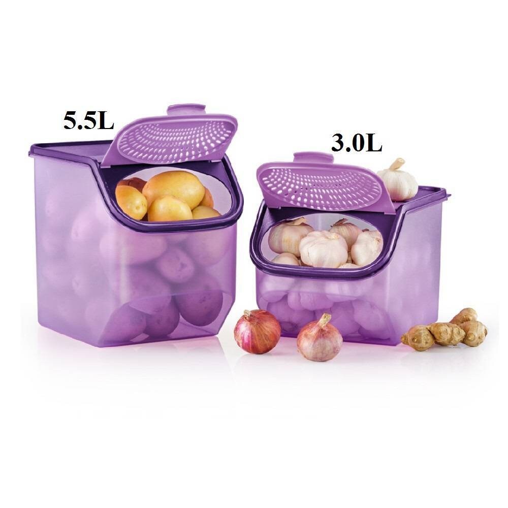 Tupperware Potato Smart Keeper 5.5L Stackable Storage Bin Black