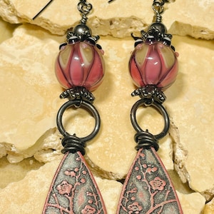Unique OOAK Handmade Earrings Artisan Made Lampwork Beads and Charms