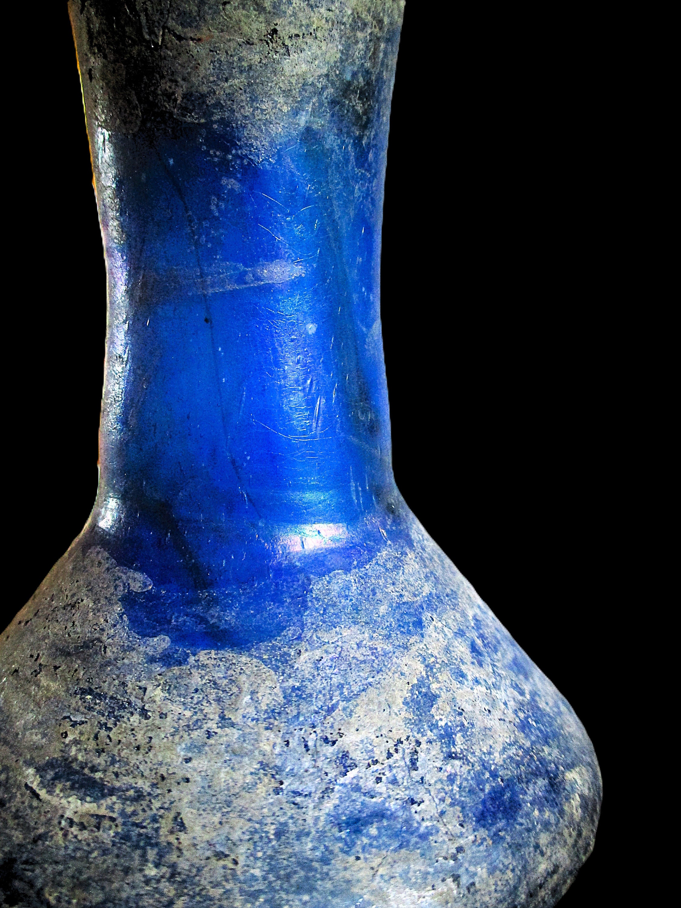 Antique Roman Style Blue Glass Vessel ex-Gallery Collection FREE SHIPPING