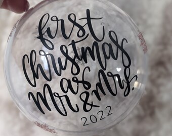 Mr and Mrs first Christmas bauble