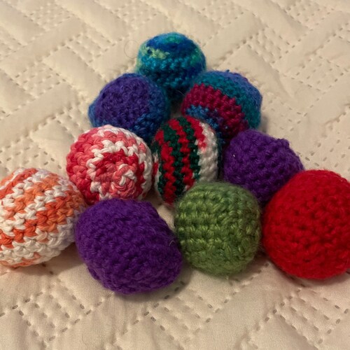 Colourful Crochet Ball Handmade Cat Toy Containing Catnip Etsy