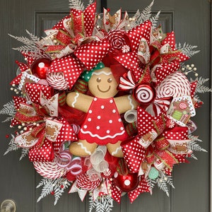 Gingerbread Wreath, Christmas Wreath, Candyland Wreath, Christmas Door, Christmas Decor, Candy Christmas Wreath, Candyland Christmas Wreath