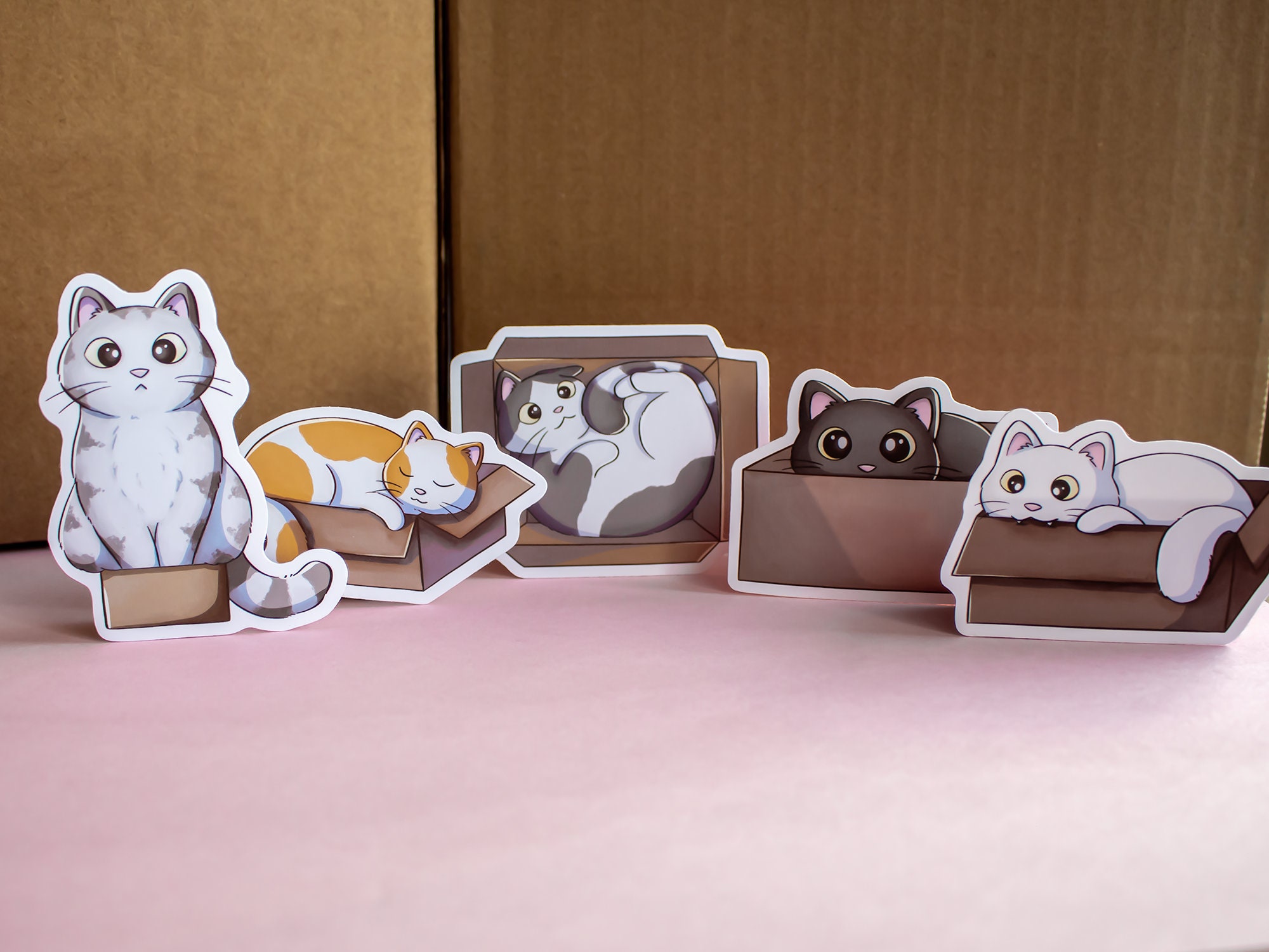 Cute Cats in Boxes Sticker Pack - Laptop Stickers - Gift for Cat Lovers ...