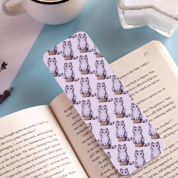 Cat In Box Bookmark - Cute Cat Bookmark - Cute Stationery - Gift For Book And Cat Lovers - Adorable Kawaii Animal Stationery