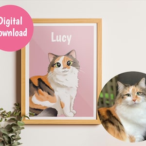 Stylized Pet Portrait - Digital Custom Pet Illustration - Personalized Cat Portrait - Cartoon Animal Drawing - Cute Pet Art - Christmas Gift