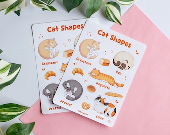 Hoja de pegatinas con formas de gato - Pegatina de gato tierno - Pegatina de pan de gato - Pegatina de animal kawaii - Pan de gato - Regalo para amantes de los gatos